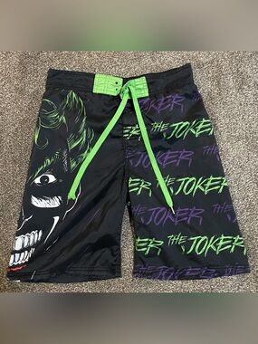MAD Engine Men's Black Joker Graphic Athletic Shorts with Green & Purple Accents